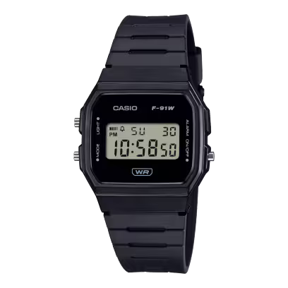 Black Casio watch F-91WB-1ACF