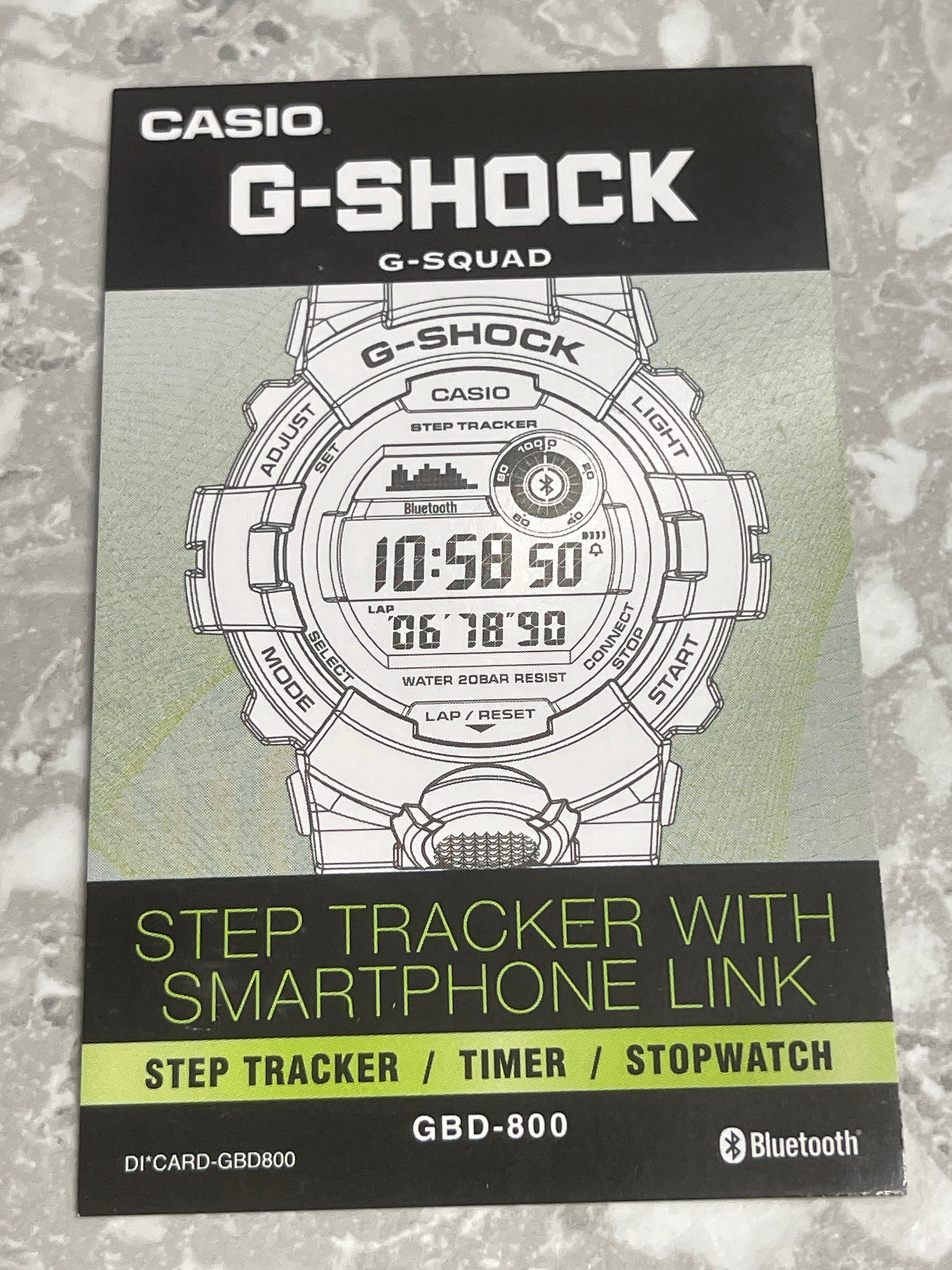 Montre Casio G-Shock GBD-800-1CR avec podomètre et Bluetooth - Noir et rouge