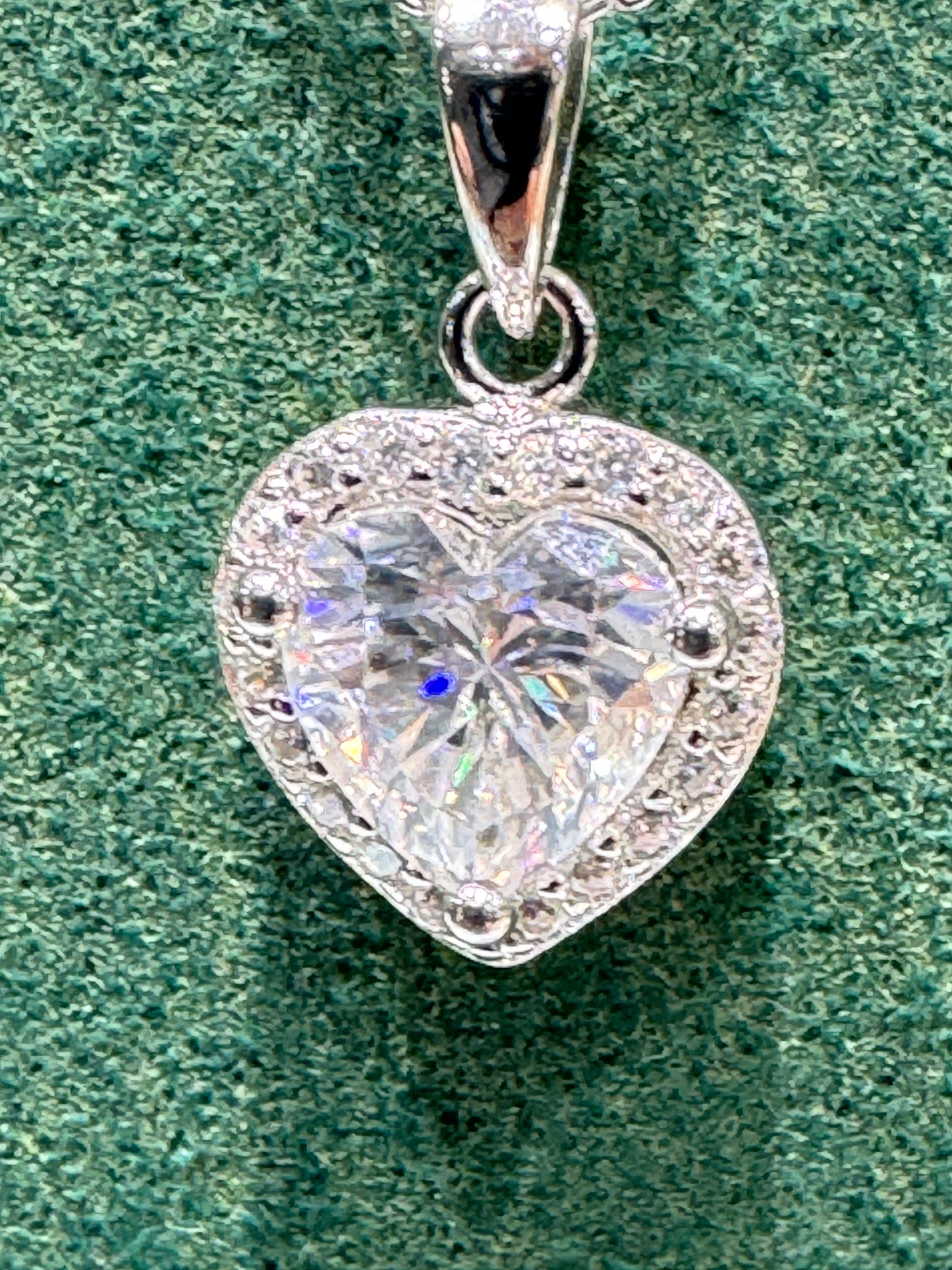 Heart-Shaped Moissanite Halo Pendant Necklace - 1.0ct D Color Sterling Silver 925