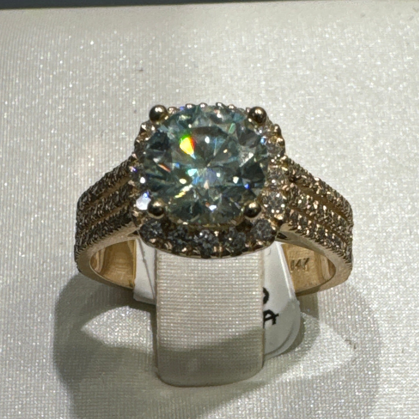 14K Gold Ring with 1CT Blue Lagoon Moissanite Ring