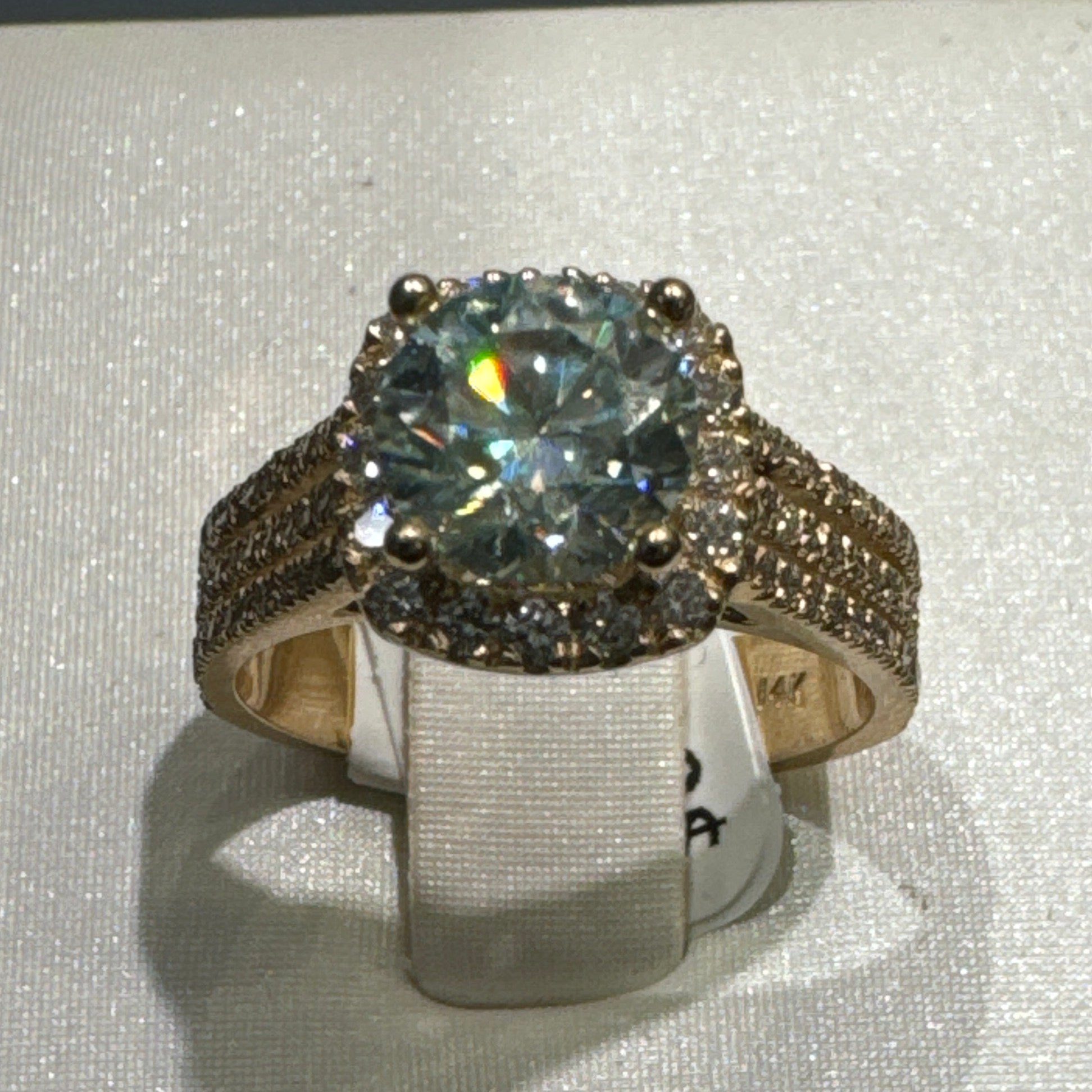 14K Gold Ring with 1CT Blue Lagoon Moissanite Ring