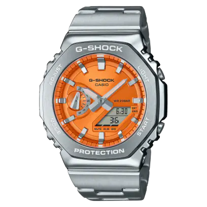 Silver and orange G-Shock watch GM-2110D-4ACR