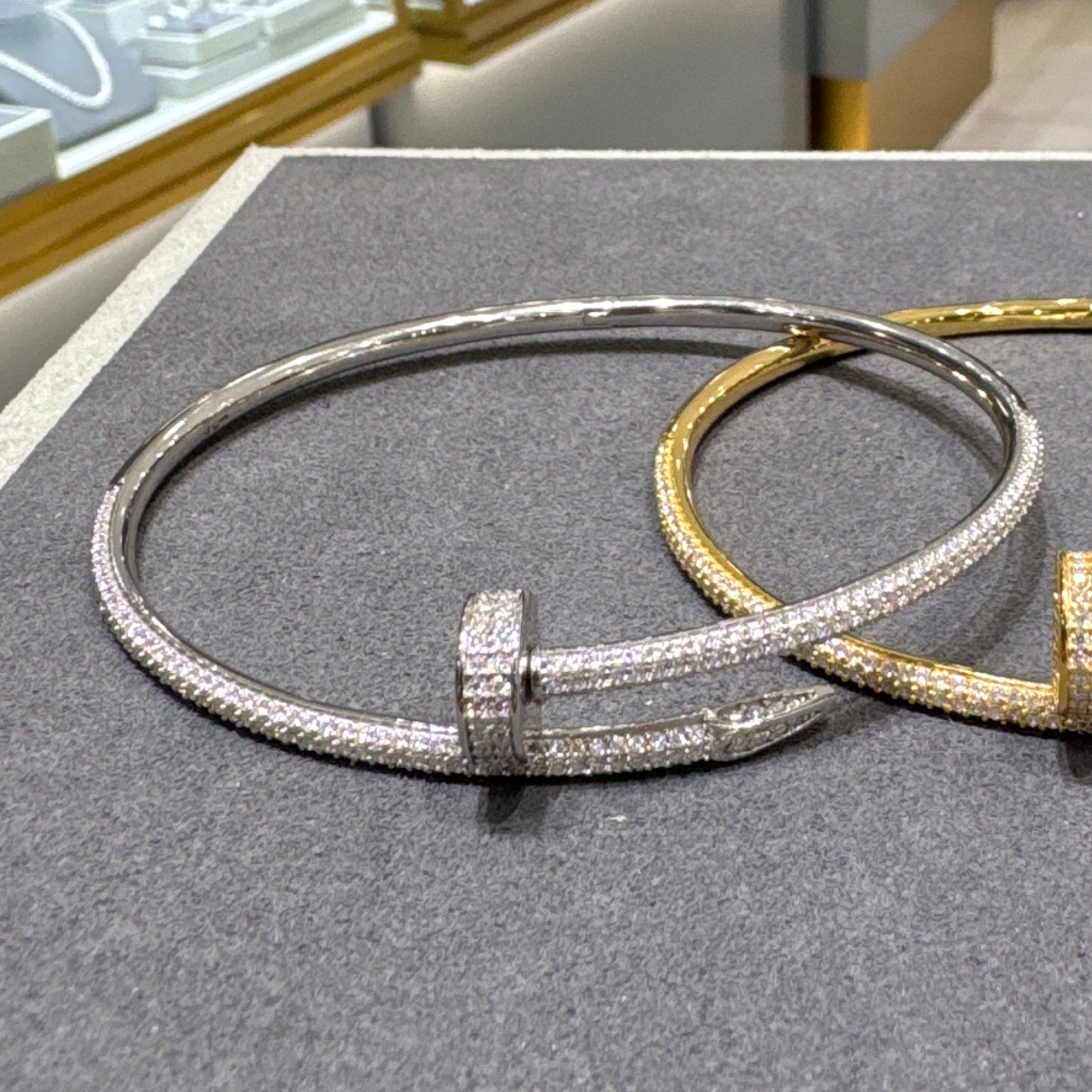 Silver Bangle Nail Style Moissanite bracelet Silver Bracelet