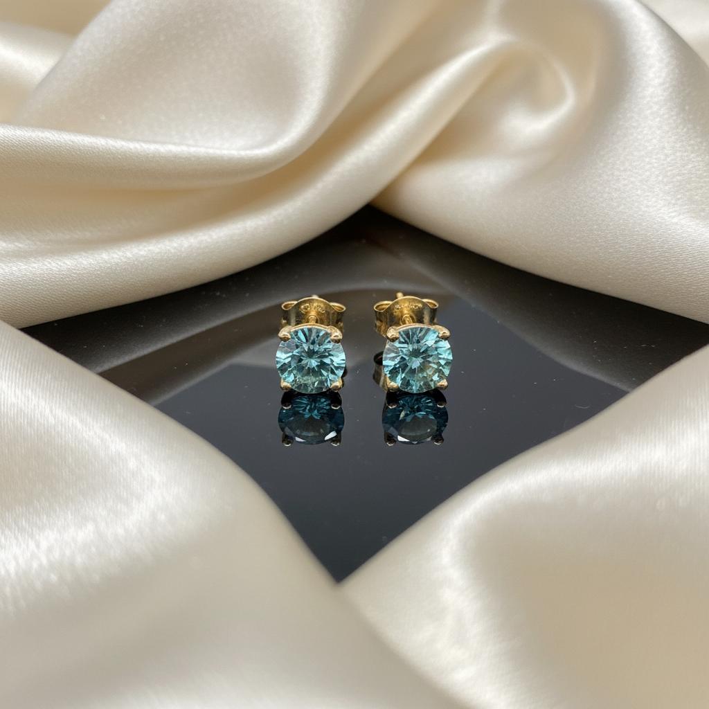 10K Gold Blue Lab-Grown Diamond Stud Earrings 0.5CT (DML10ER001)