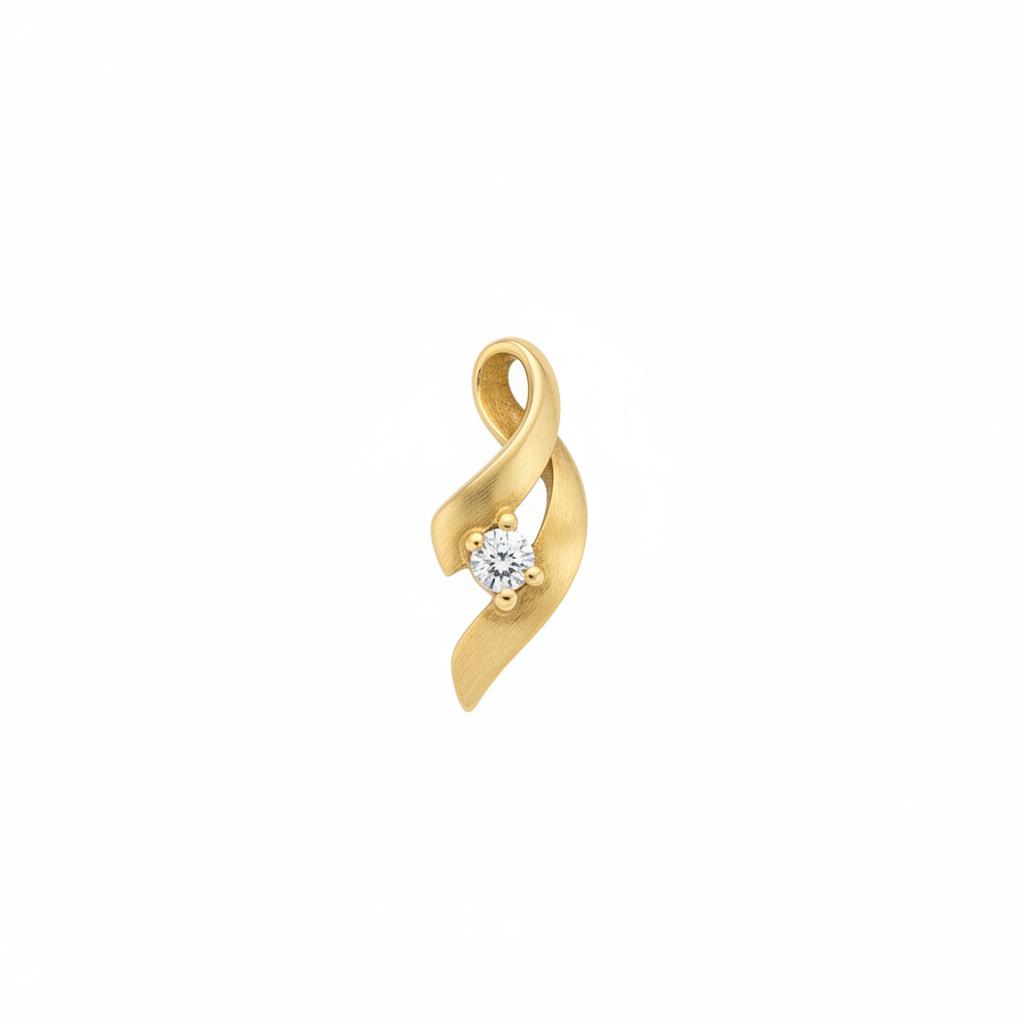10K Gold Lab-Grown Diamond Feather Pendant 0.06CT (DML10PD001)