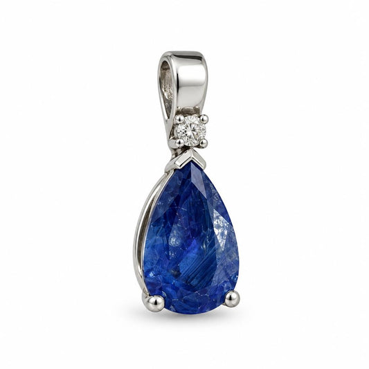 10K Gold Sapphire Pendant 1CT with Lab-Grown Diamond 0.05CT - DML10PD002
