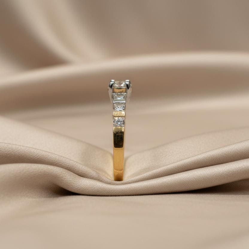 10K gold lab diamond ring detail showing pavé setting lab-grown diamonds brilliant fire