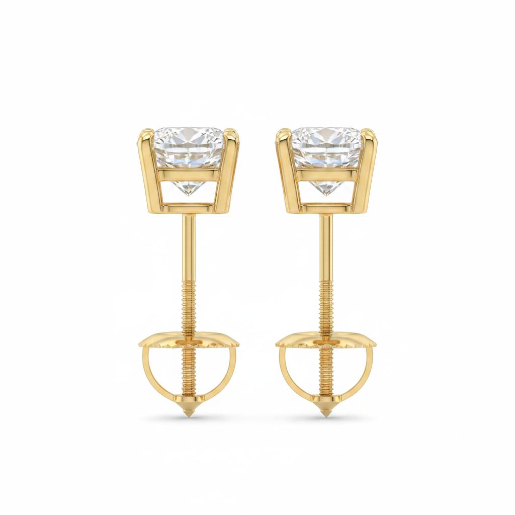 14K Gold Lab-Grown Diamond Stud Earrings 2.50CT Total / 1.25CT Each (DML14ER001)