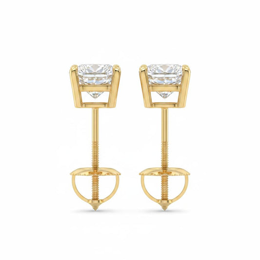 14K Gold Lab-Grown Diamond Stud Earrings 2.50CT Total / 1.25CT Each (DML14ER001)