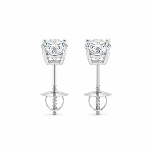 14K White Gold Lab-Grown Diamond Stud Earrings 1.00CT Total / 0.50CT Each (DML14ER003)
