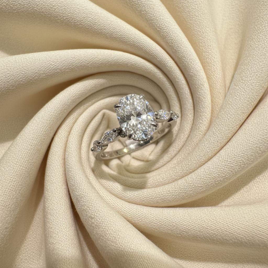 14K gold lab diamond ring detail showing pavé setting lab-grown diamonds brilliant fire
