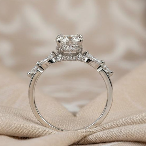 14K gold lab diamond ring 2.4CT pavé setting ethical sustainable maximum sparkle
