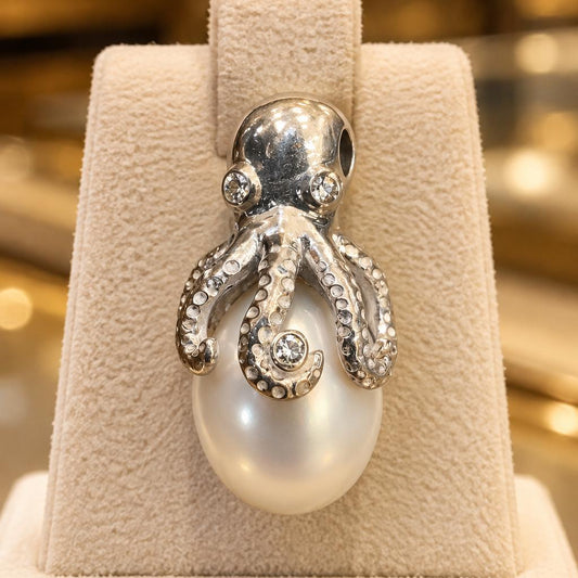 925 Sterling Silver Lab-Grown Diamond Pendant with Pearl - DMLSPD001 – Bijouterie Del Moral, Brossard
