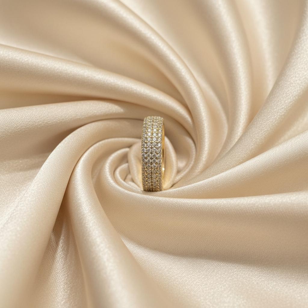 10K gold natural diamond ring side view showing diamond setting luxurious finish
