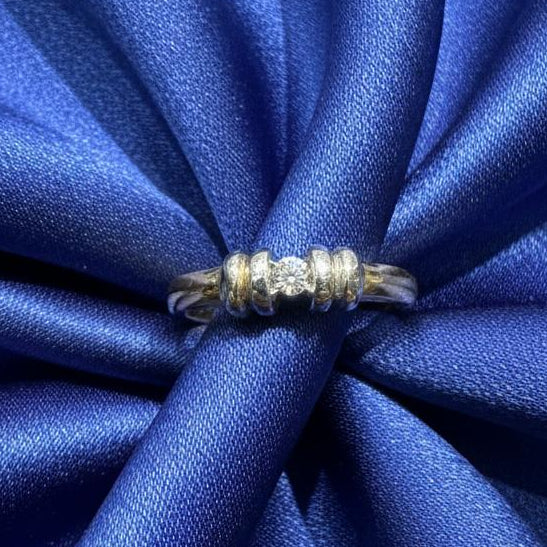 10K gold natural diamond ring side view showing diamond setting luxurious finish