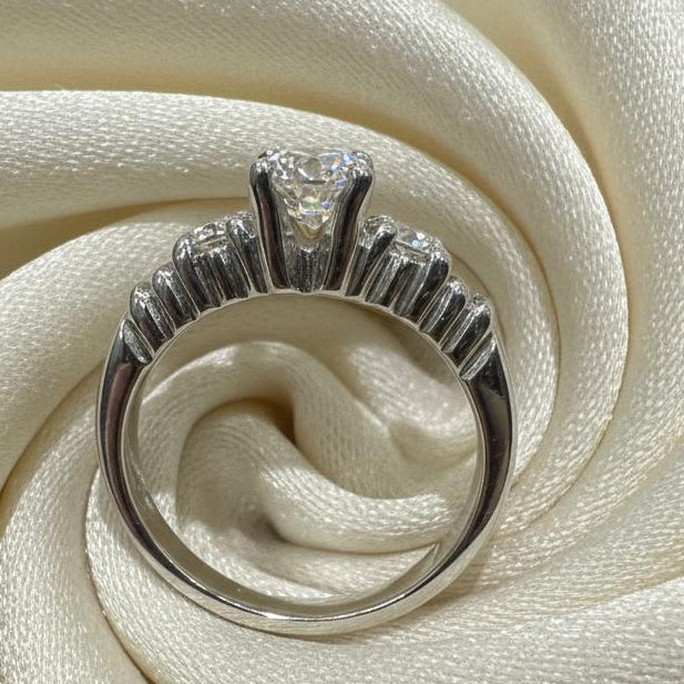 10K gold natural diamond ring side view showing diamond setting luxurious finish