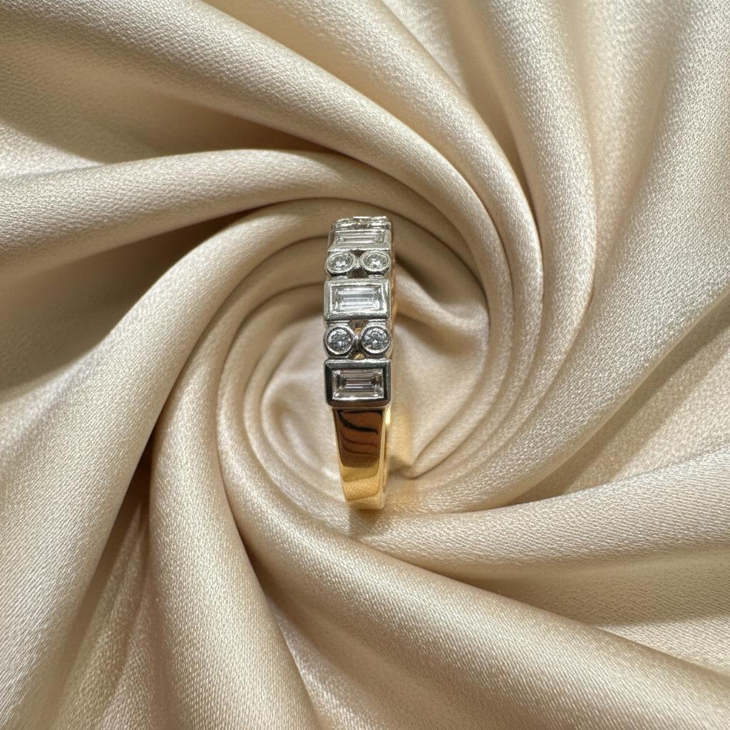14K gold natural diamond ring detail showing natural diamonds brilliant sparkle expert craftsmanship