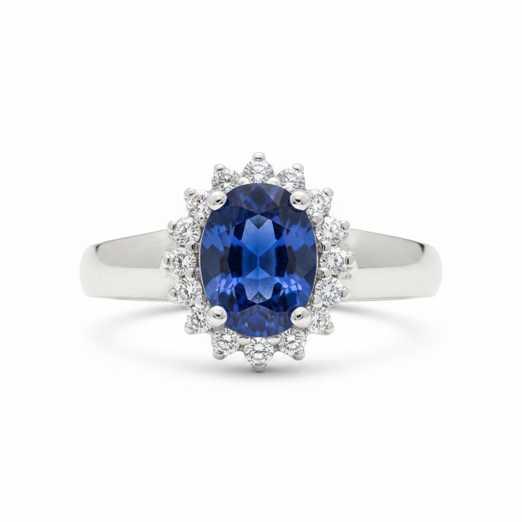 14K Gold Natural Diamond Sapphire ring 0.24CT