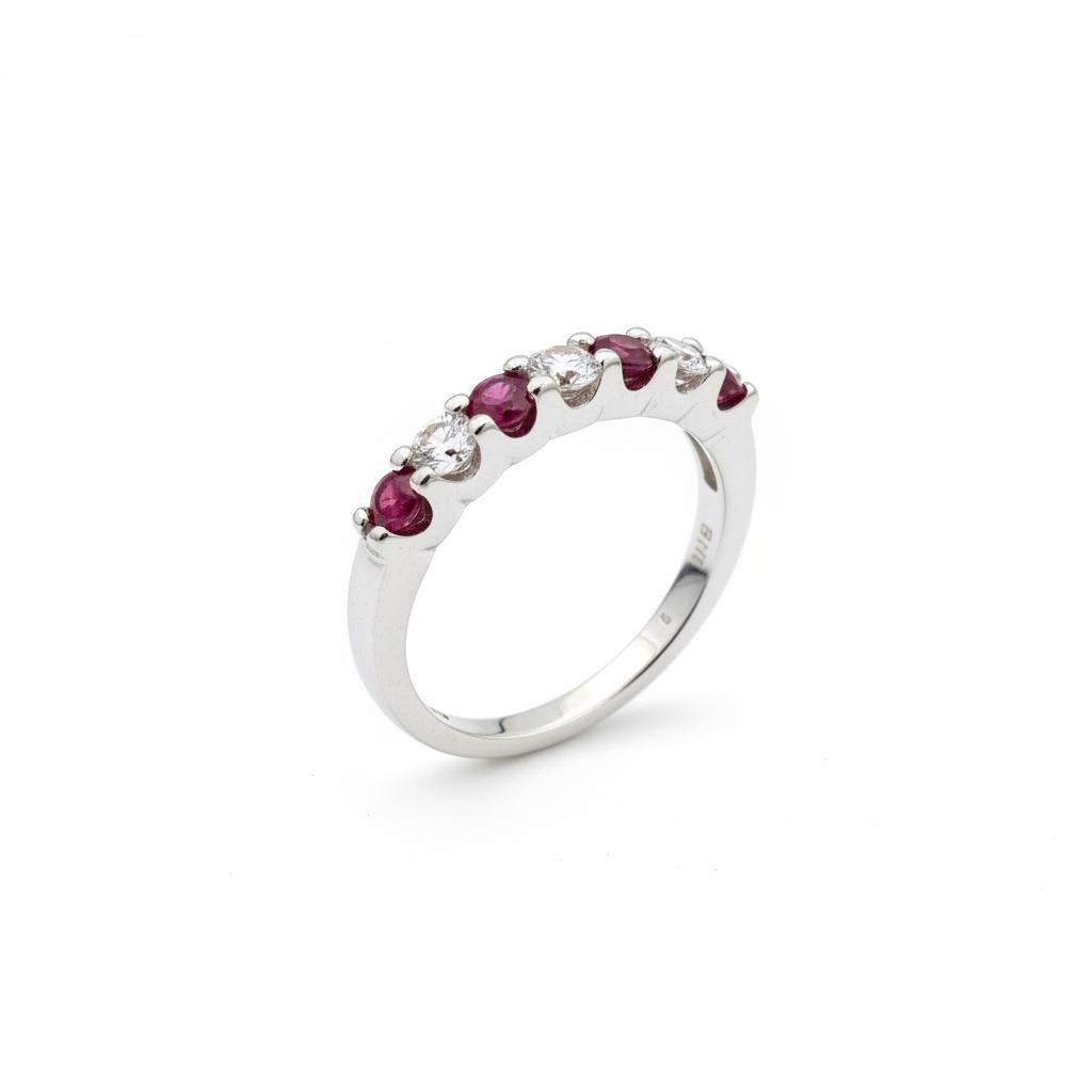 14K Gold Natural diamond ring 0.18CT with rubys 0.24CT
