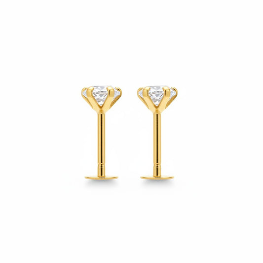 18K Gold Natural Diamond Stud Earrings 0.40CT Total / 0.20CT Each (DMN18ER002)
