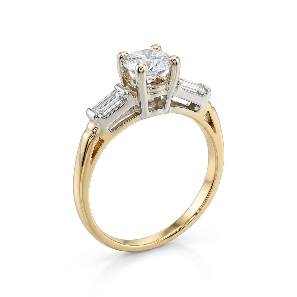 Anillo de oro de 18K con diamante natural 0.73CT