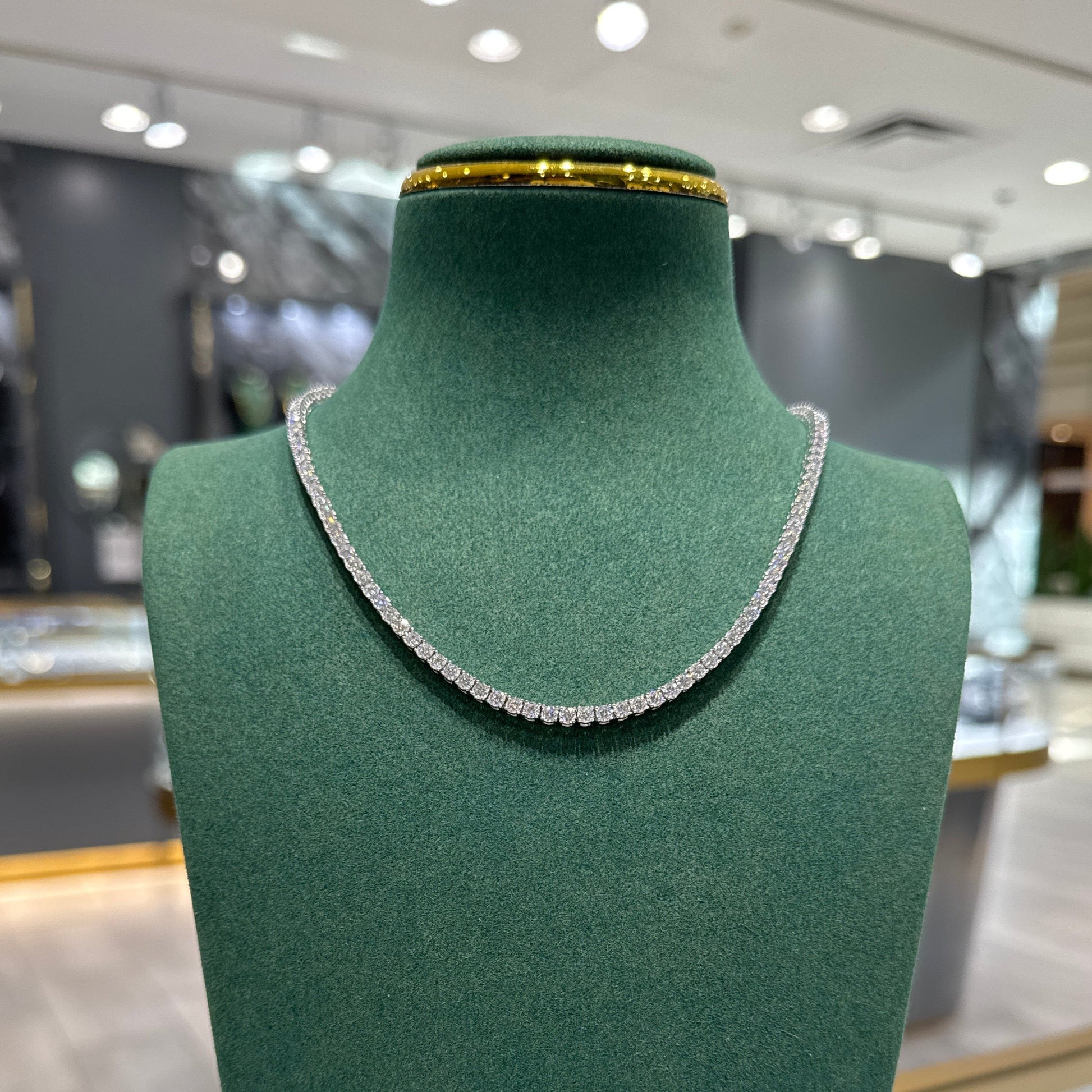 3mm Moissanite Tennis Chain Necklace 16 Inch - .925 Sterling Silver