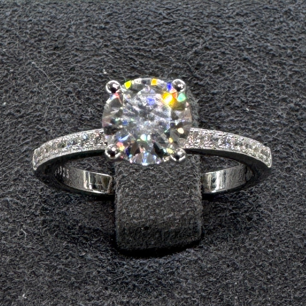 Sterling silver moissanite ring AZ014-J brilliant sparkle elegant design
