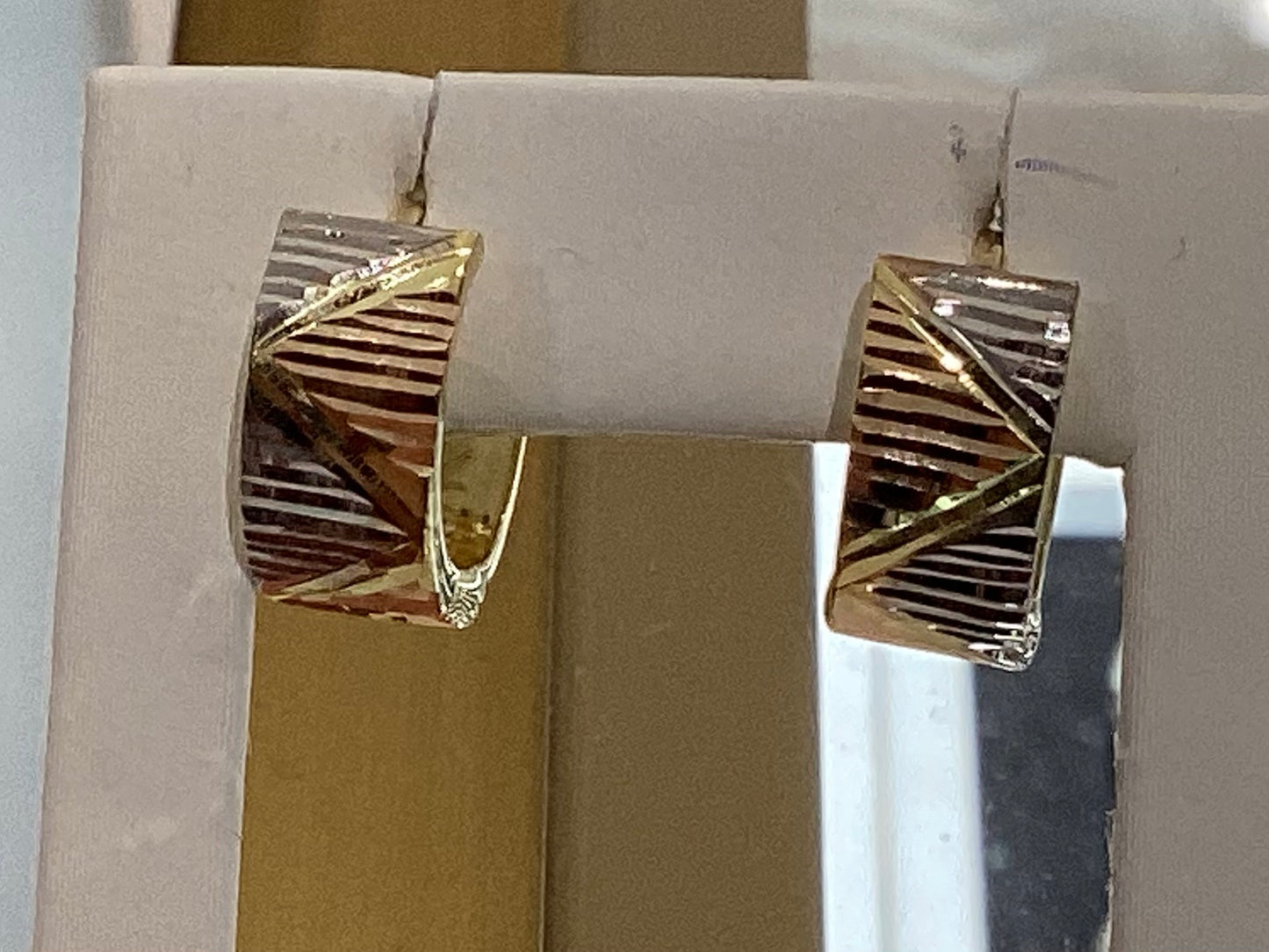 10K Tri-Gold Earrings 1.65g