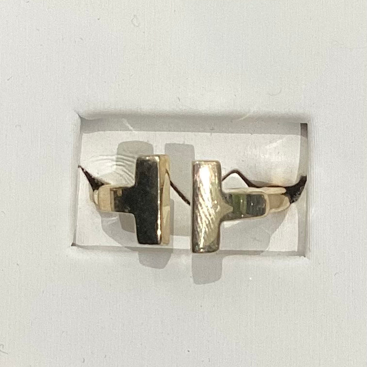 Anillo abierto doble en forma de T de oro amarillo de 10 quilates - 2,7 g - Talla única