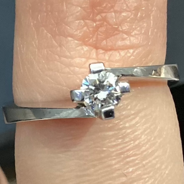 10K W Gold Mossanite Ring 20pts diamond ring