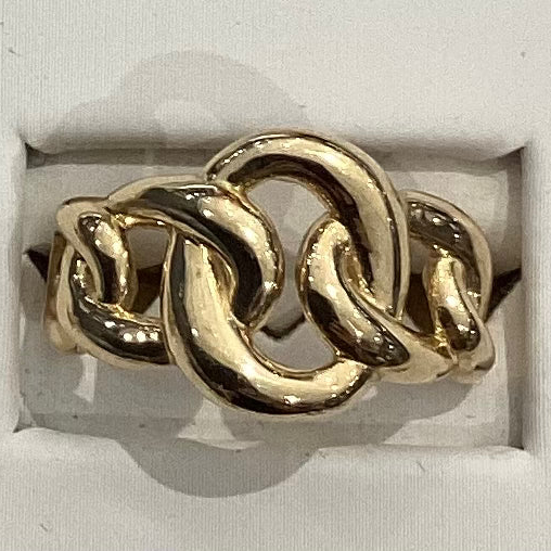 10K Yellow Gold Cuban Style Women's Ring - 2.41g - Free Sizing