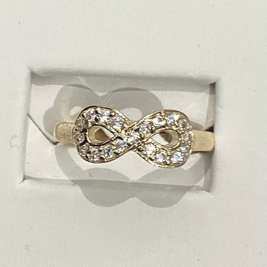 10K Yellow Gold Infinity Ring with Zirconia - 2.44g - Free Sizing