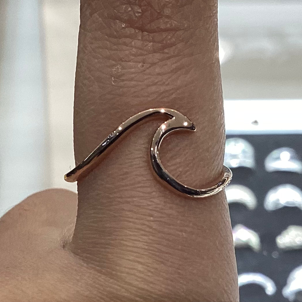 14K Rose Gold Wave Ring - 1.58g - Free Sizing