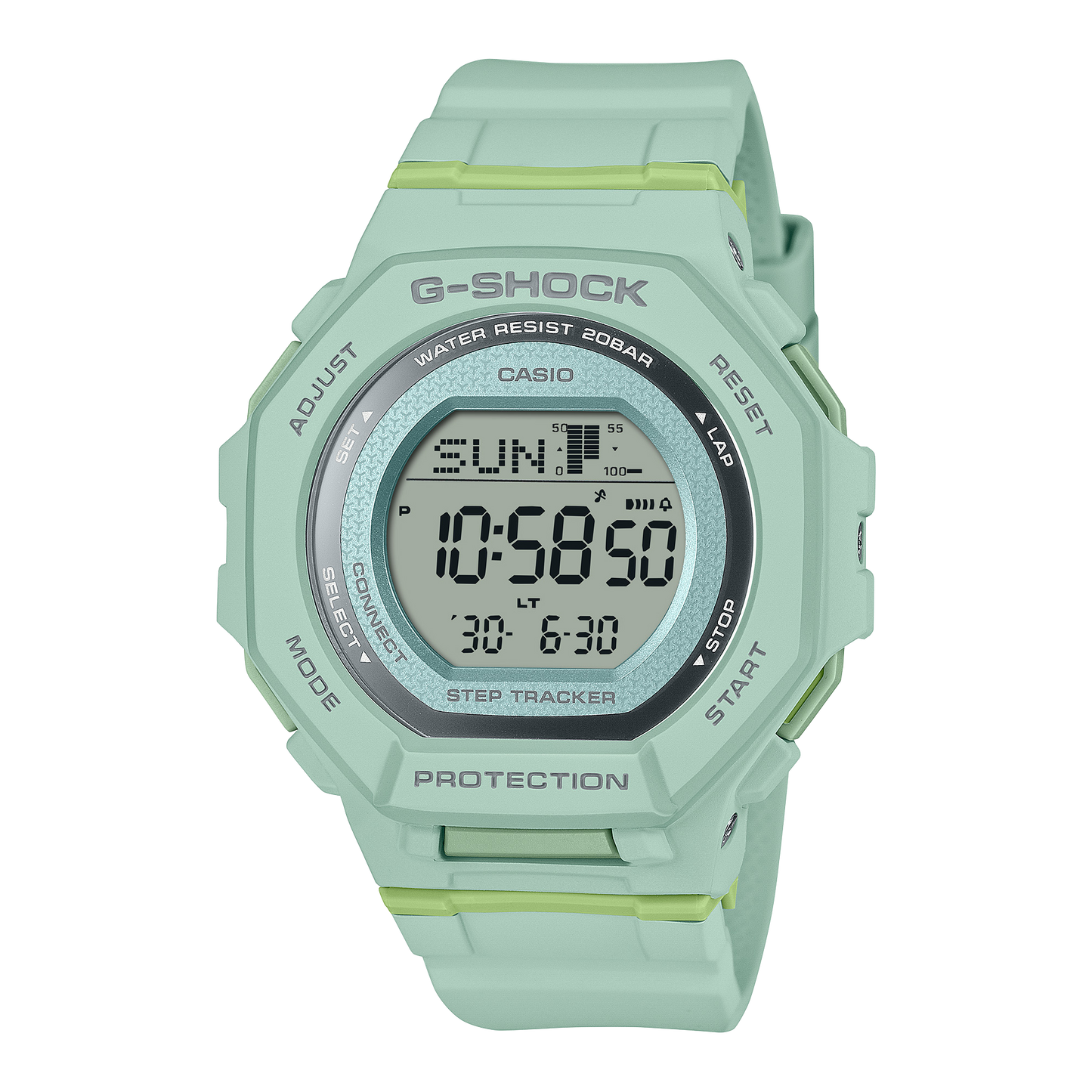 Reloj digital Casio G-Shock GMDB300-3 para mujer - Verde salvia con podómetro