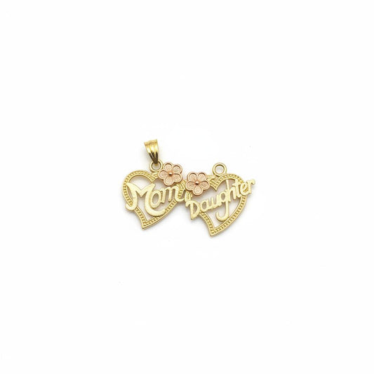 10K Gold Mom & Daughter Pink Flower Pendant Set (Mother's Day)