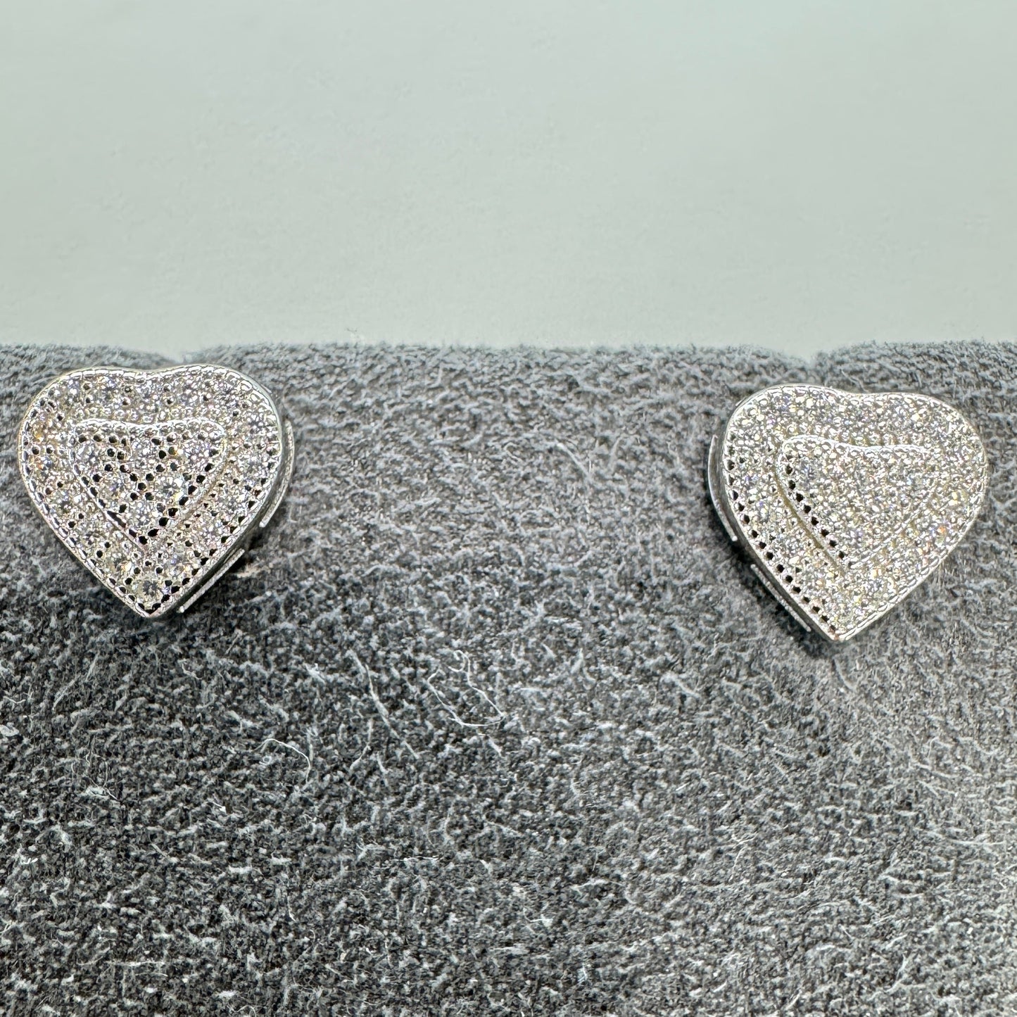Heart shaped earrings with moissanite sterling silver rhodium plated romantic love-inspired jewelry
