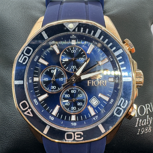 Montre Fiori chronographe avec couronne visée pour hommes en acier inoxydable #3840 Watch