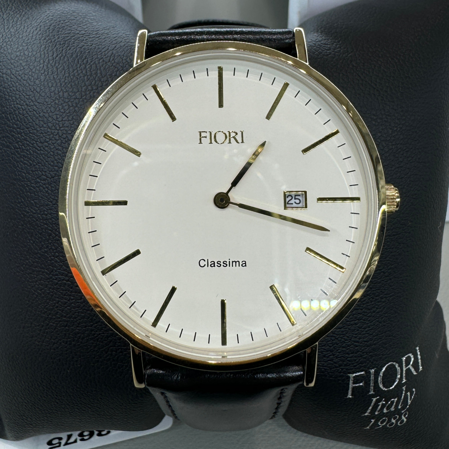 Montre Fiori Classima en acier inoxydable avec bracelet en cuir véritable #3675 Watch