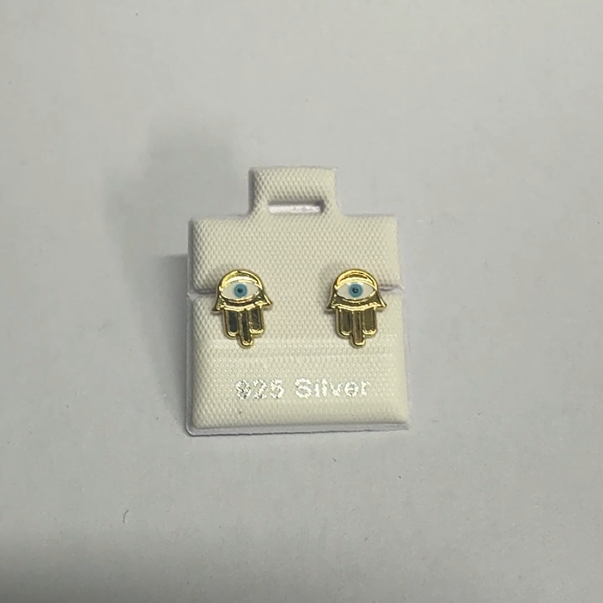 925 Silver Hand of Fatima Stud Earrings