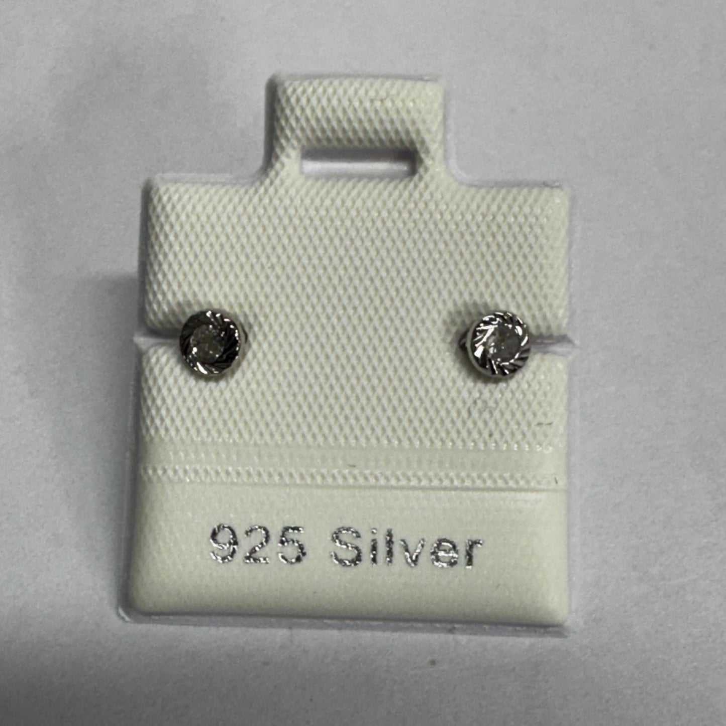 925 Silver Diamond-Cut Pinwheel #3 Stud Earrings