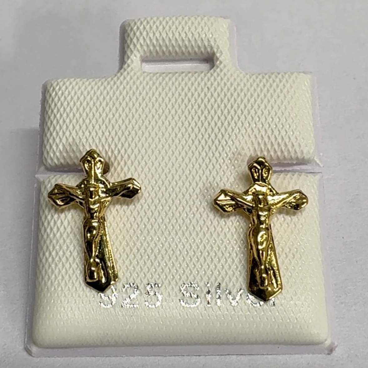925 Silver Crucifix Stud Earrings