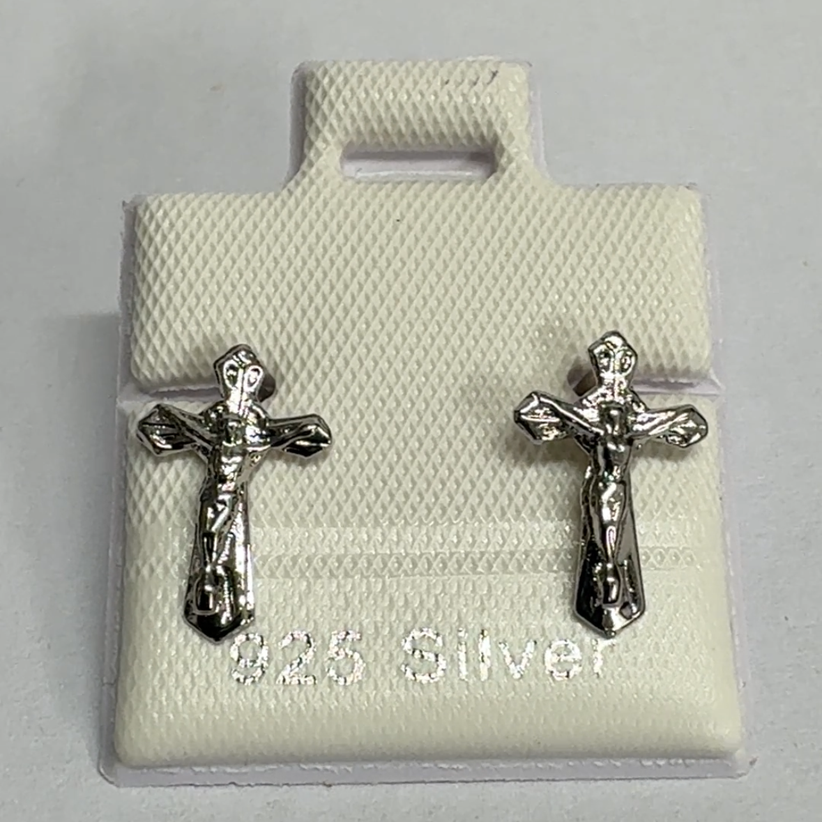 925 Silver Crucifix Stud Earrings