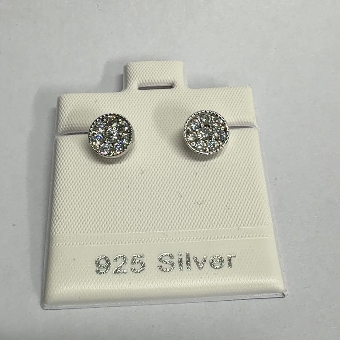 925 Silver Premium Circle Crystal Stud Earrings