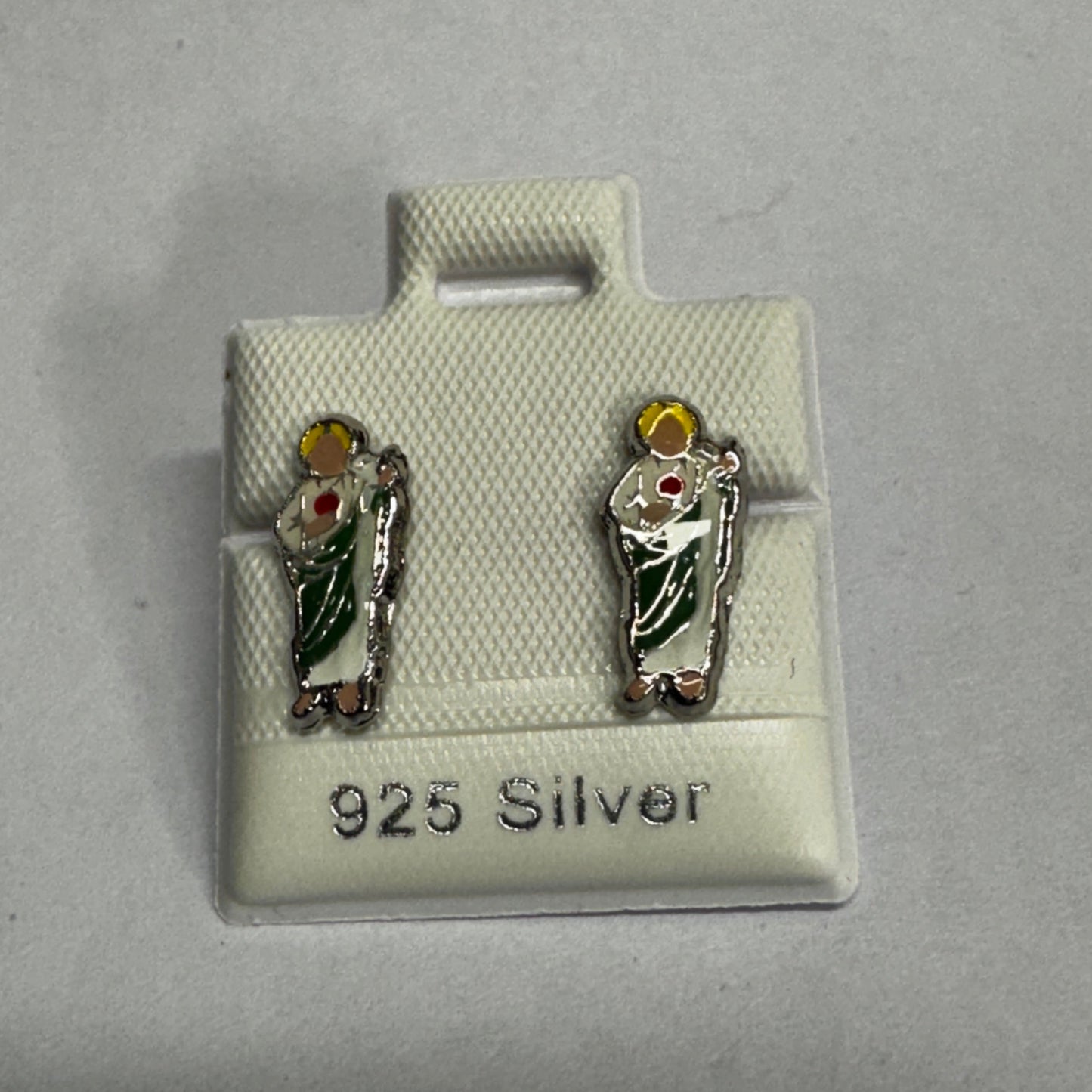 925 Silver Enameled San Judas Stud Earrings