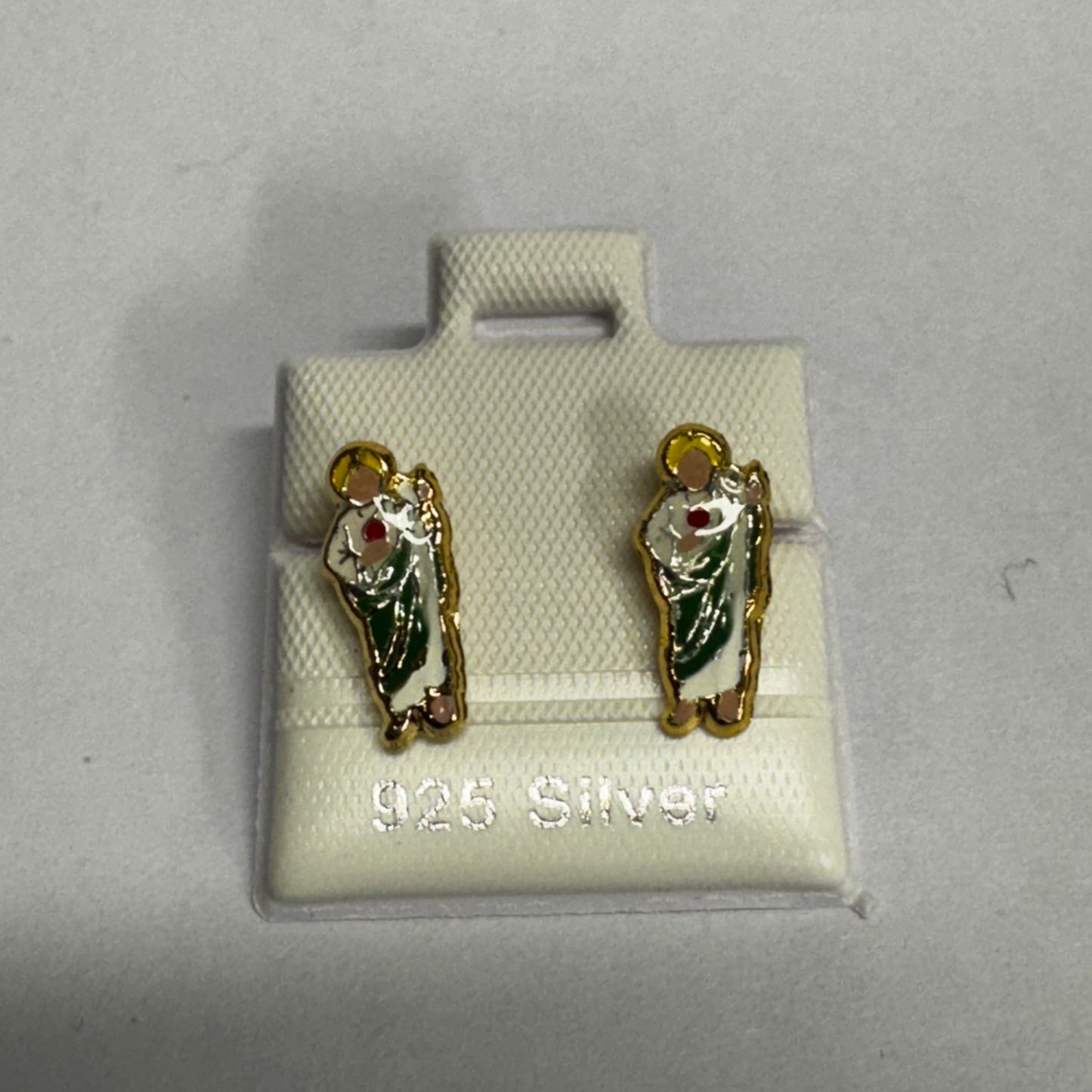 925 Silver Enameled San Judas Stud Earrings