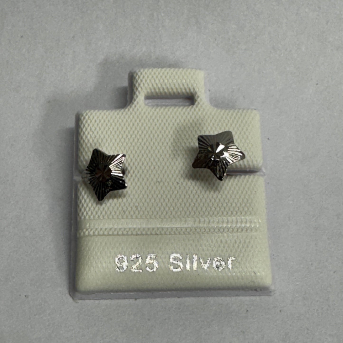 925 Silver Small Diamond-Cut Star Stud Earrings