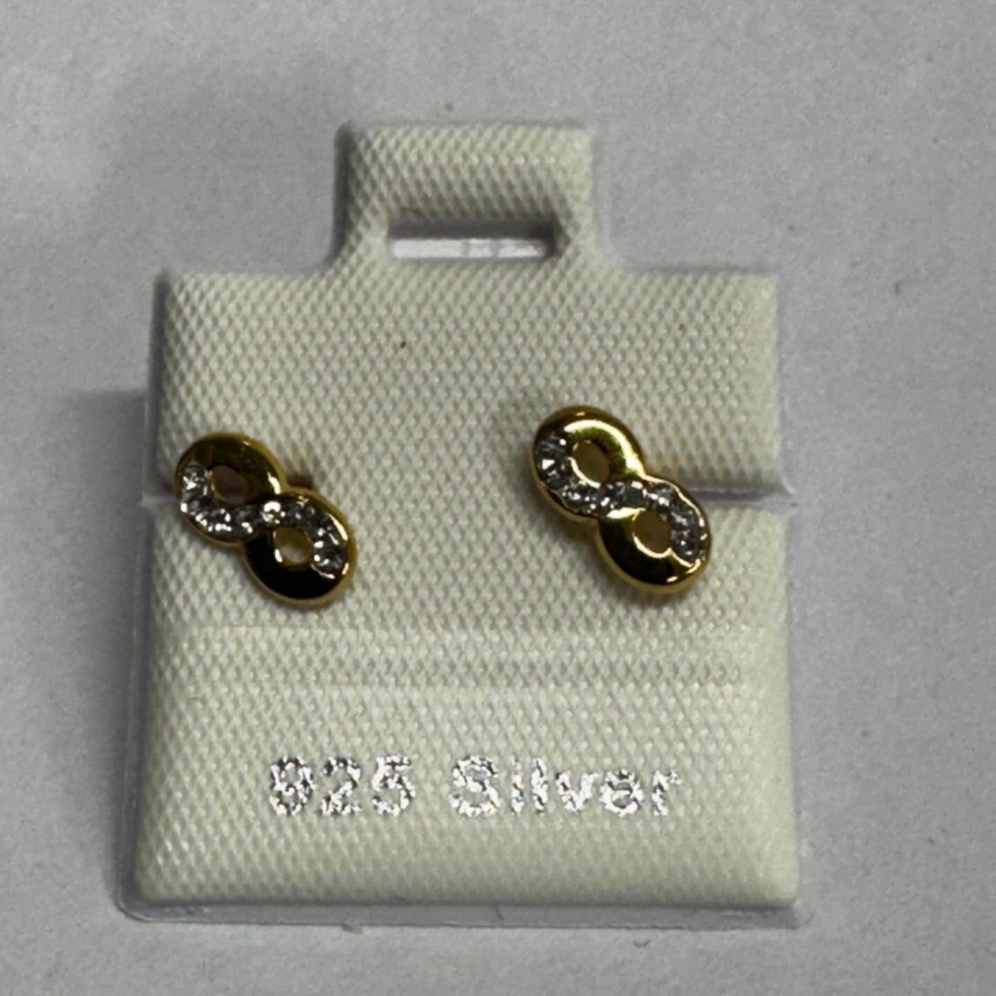 925 Silver Infinity Crystal Stud Earrings