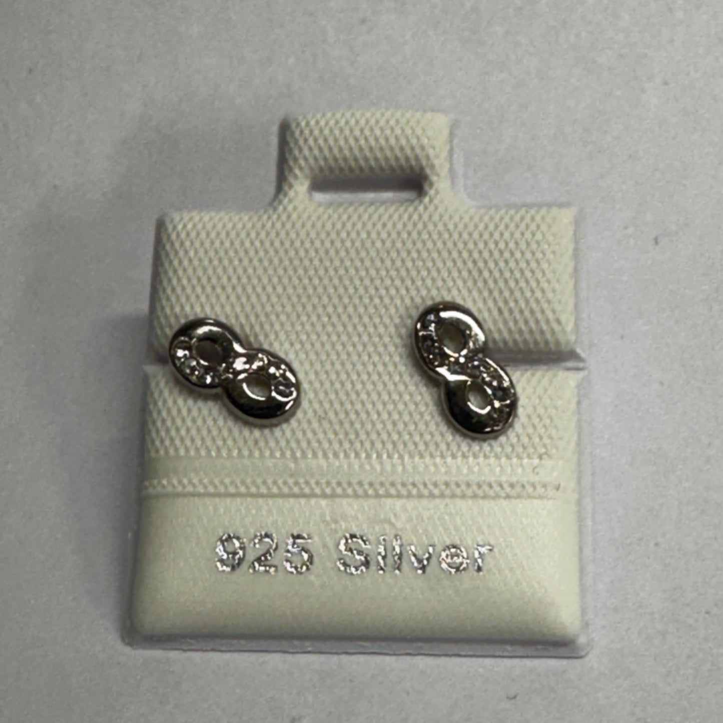 925 Silver Small Infinity Crystal Stud Earrings