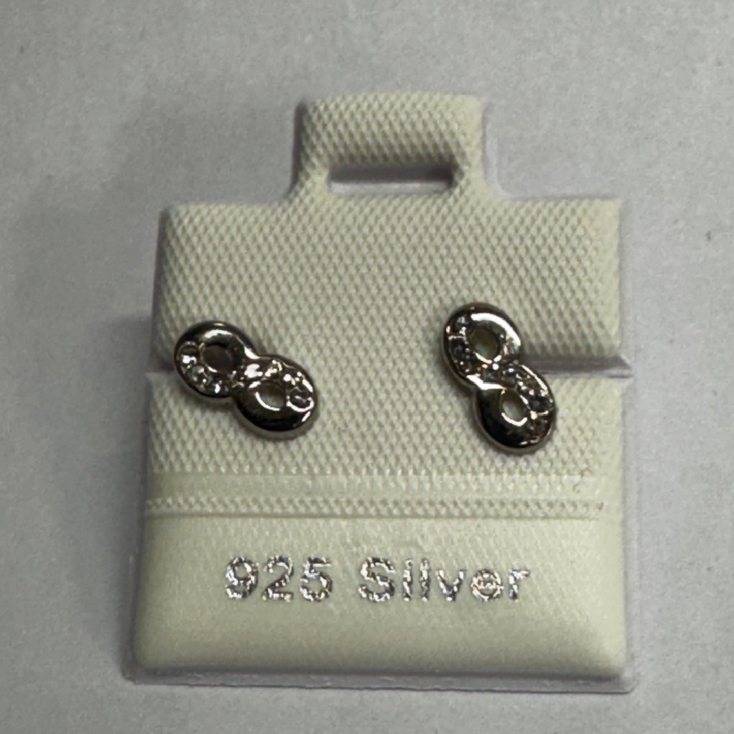 925 Silver Infinity Crystal Stud Earrings