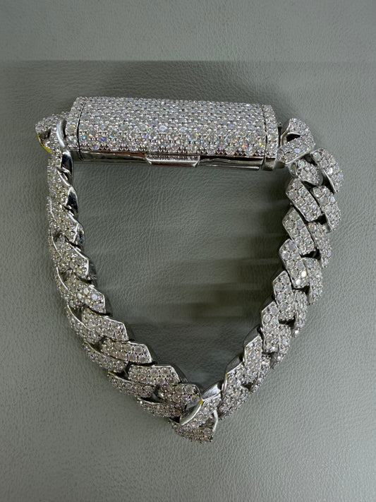 Iced out moissanite silver bracelet 16mm 8 inch MJCN655